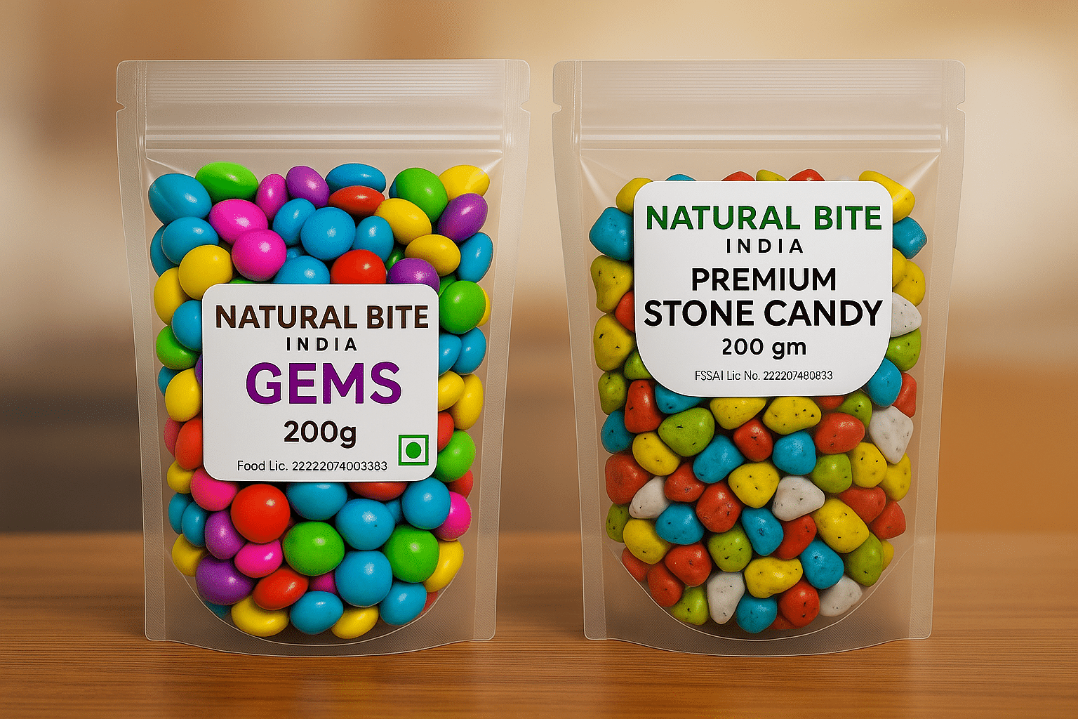 NATURAL BITE INDIA pack of 2  Gams and milk Stone candy Caramel Candies 400 gm     			NATURAL BITE INDIA pack of 2  Gams and milk Stone candy Caramel Candies 400 gm