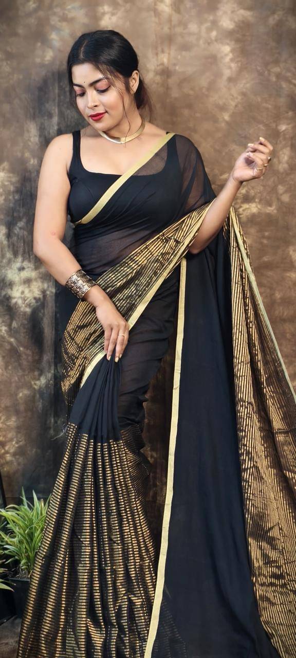 PIYARI FASHION Cotton Woven Tant Saree With Unstitched Blouse Piece ( Black ) PIYARI FASHION Cotton Woven Tant Saree With Unstitched Blouse Piece ( Black )