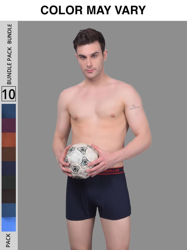 Pack of 10 Dollar Multicolor MLHTR-08-AST-PO10 Cotton Men's Trunks
