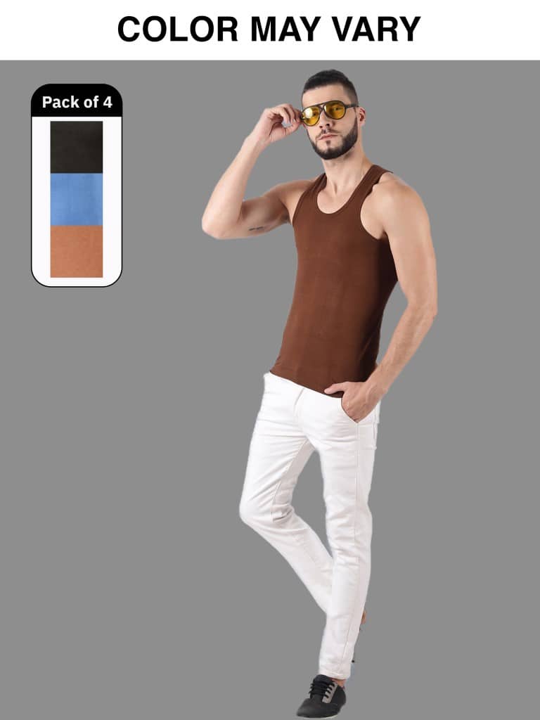 Pack of 4 Dollar Multi Cotton Men's Vest - Nightwear & Loungewear | Buy online on ZillyBuy