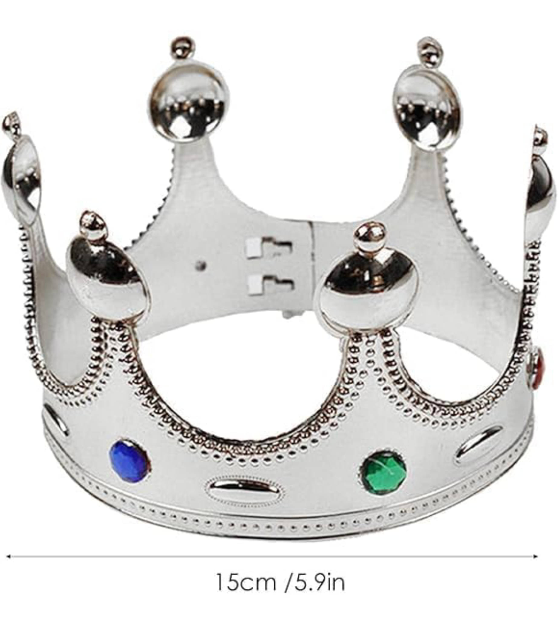     			Pick Purchase Party - Jewels Regal King Crown Silver Colour, a Stunning Royal Fancy Dress Hat – Perfect as an Adult Jeweled Crown for King or Queen Costume Accessory