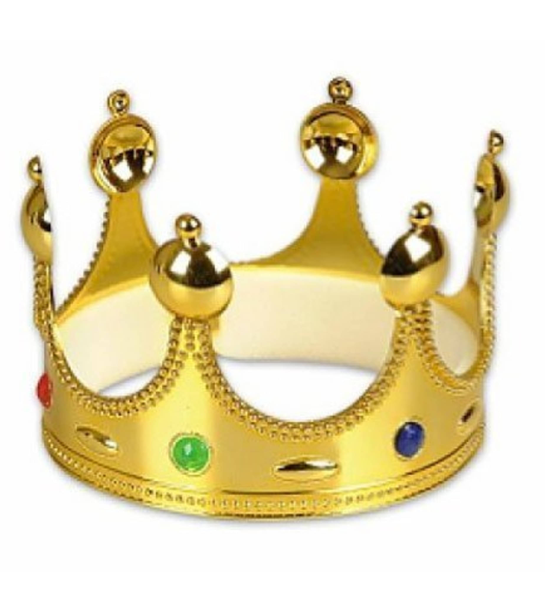     			Pick Purchase Party - Jewels Regal King Crown Gold Colour, a Stunning Royal Fancy Dress Hat – Perfect as an Adult Jeweled Crown for King or Queen Costume Accessory