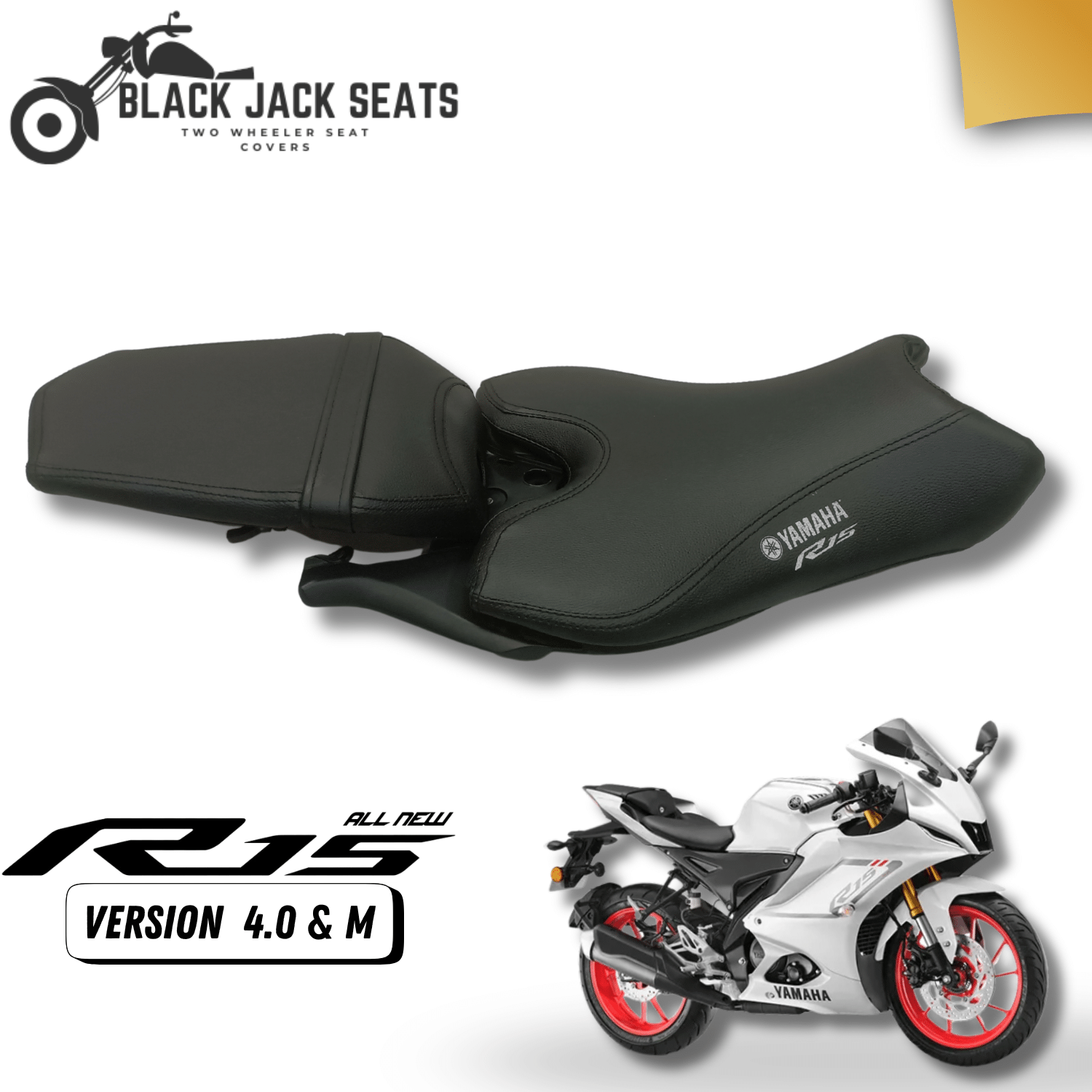 R15 V4 Seat Cover – Plain Black | Premium Fit & Finish by Black Jack Seats R15 V4 Seat Cover – Plain Black | Premium Fit & Finish by Black Jack Seats