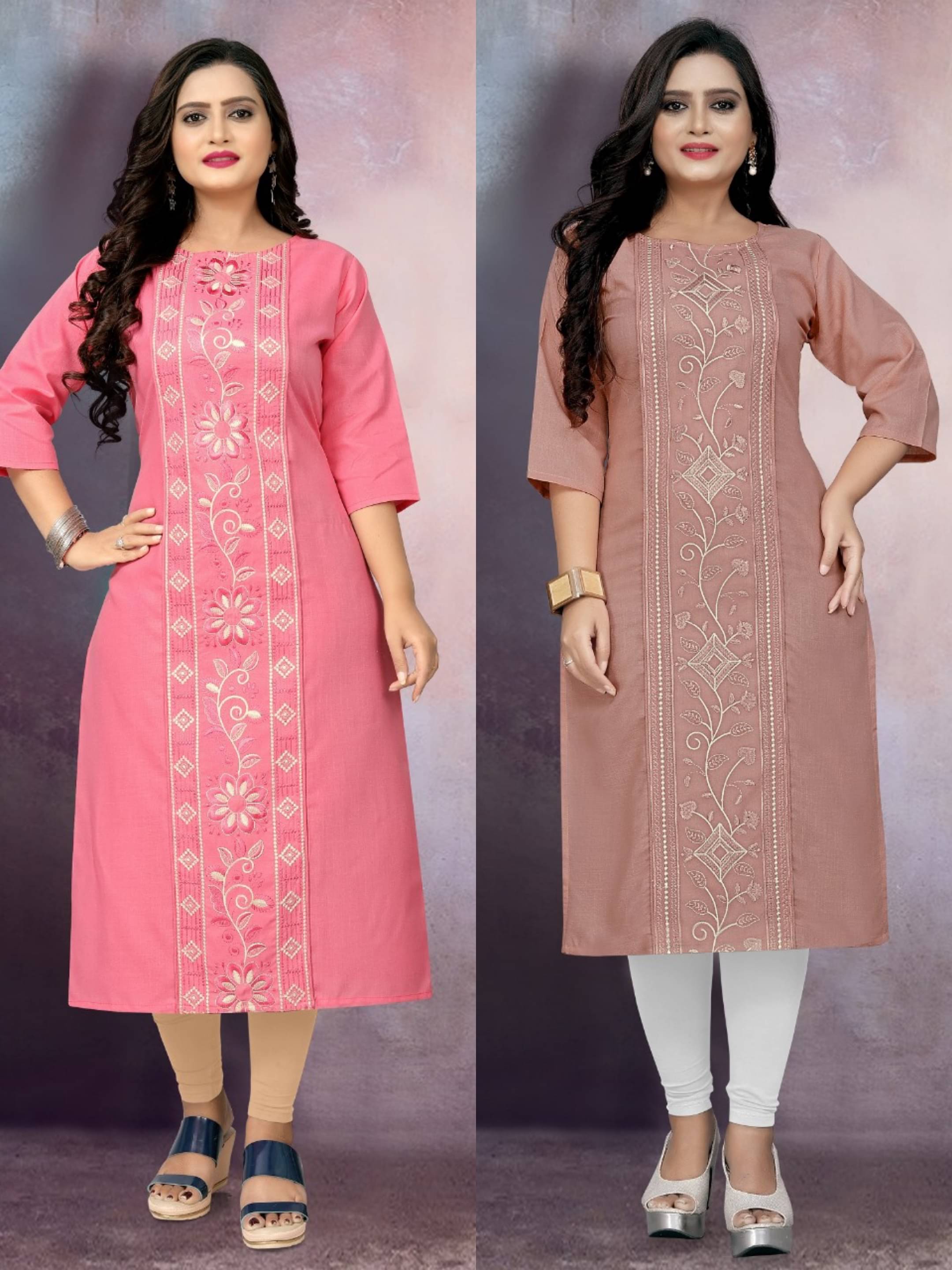     			RIAANA Women Cotton Blend Embroidered Straight Kurti ( Multicolor )