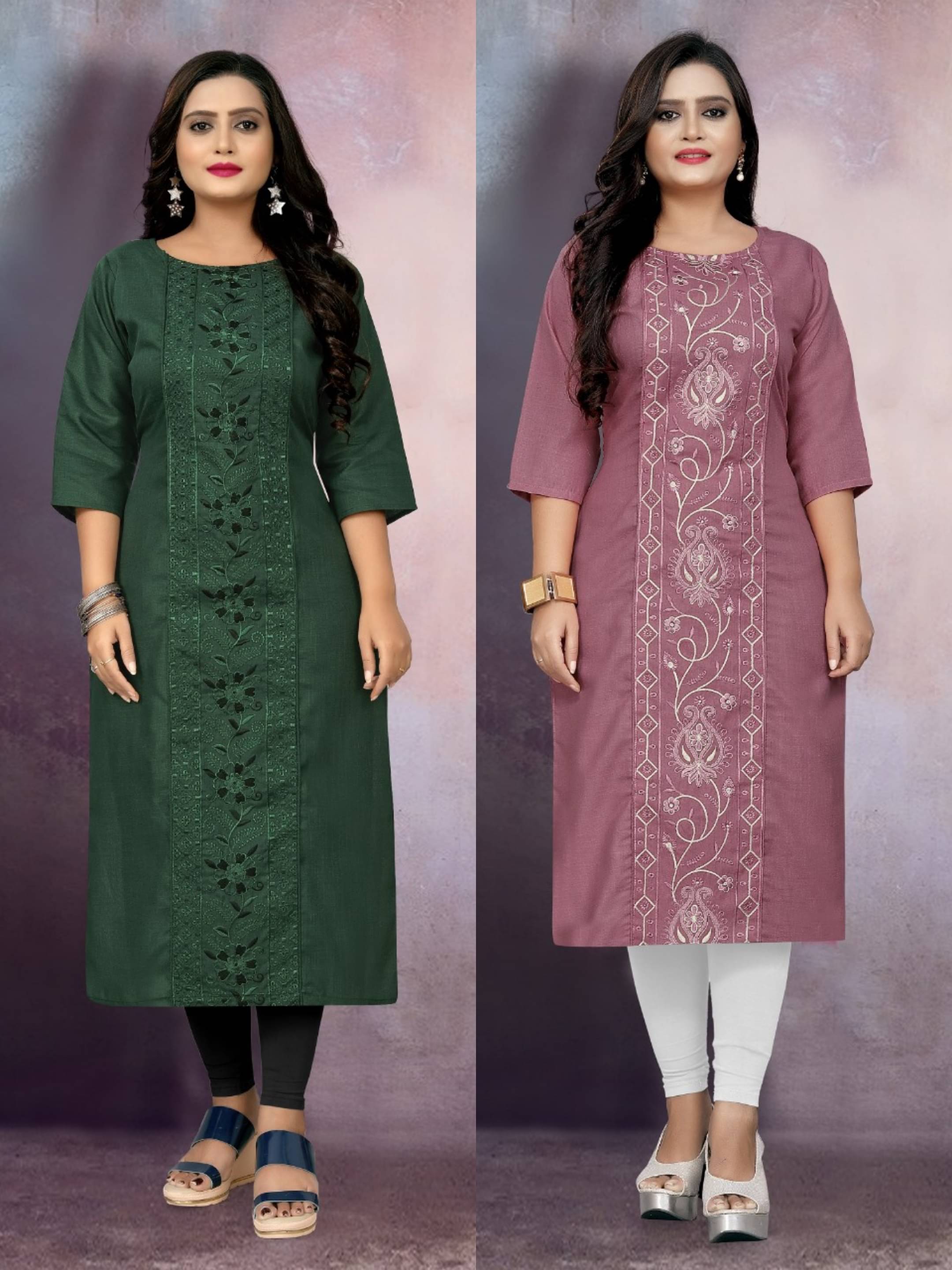 RIAANA Women Cotton Blend Embroidered Straight Kurti ( Multicolor ) RIAANA Women Cotton Blend Embroidered Straight Kurti ( Multicolor )