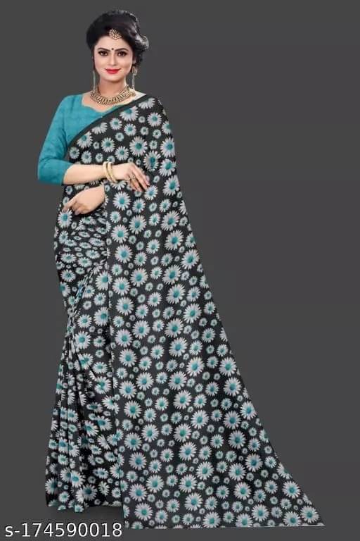     			SHIRODHARI Georgette Printed Saree With Unstitched Blouse Piece ( Light Blue )