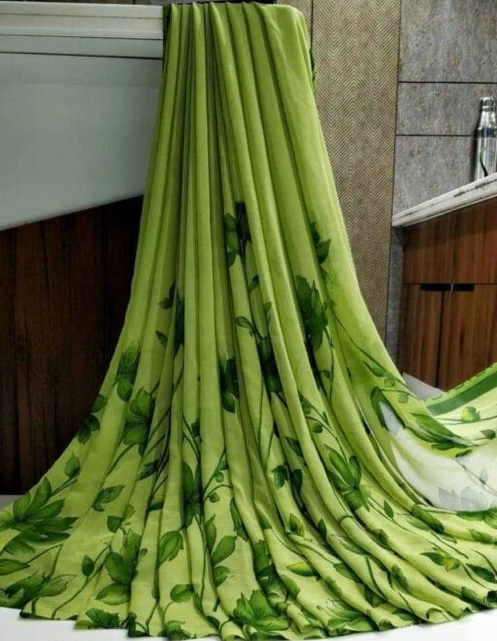 SHIRODHARI Georgette Printed Saree With Unstitched Blouse Piece ( Green ) SHIRODHARI Georgette Printed Saree With Unstitched Blouse Piece ( Green )