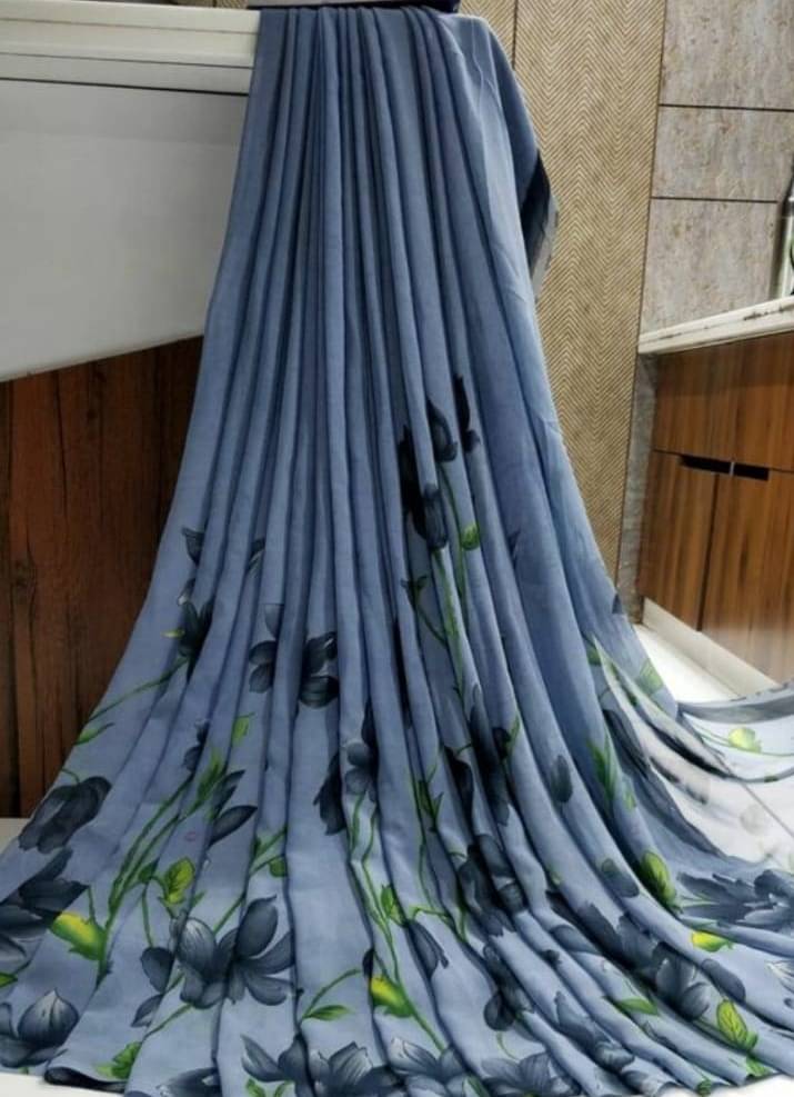 SHIRODHARI Georgette Printed Saree With Unstitched Blouse Piece ( Grey ) SHIRODHARI Georgette Printed Saree With Unstitched Blouse Piece ( Grey )