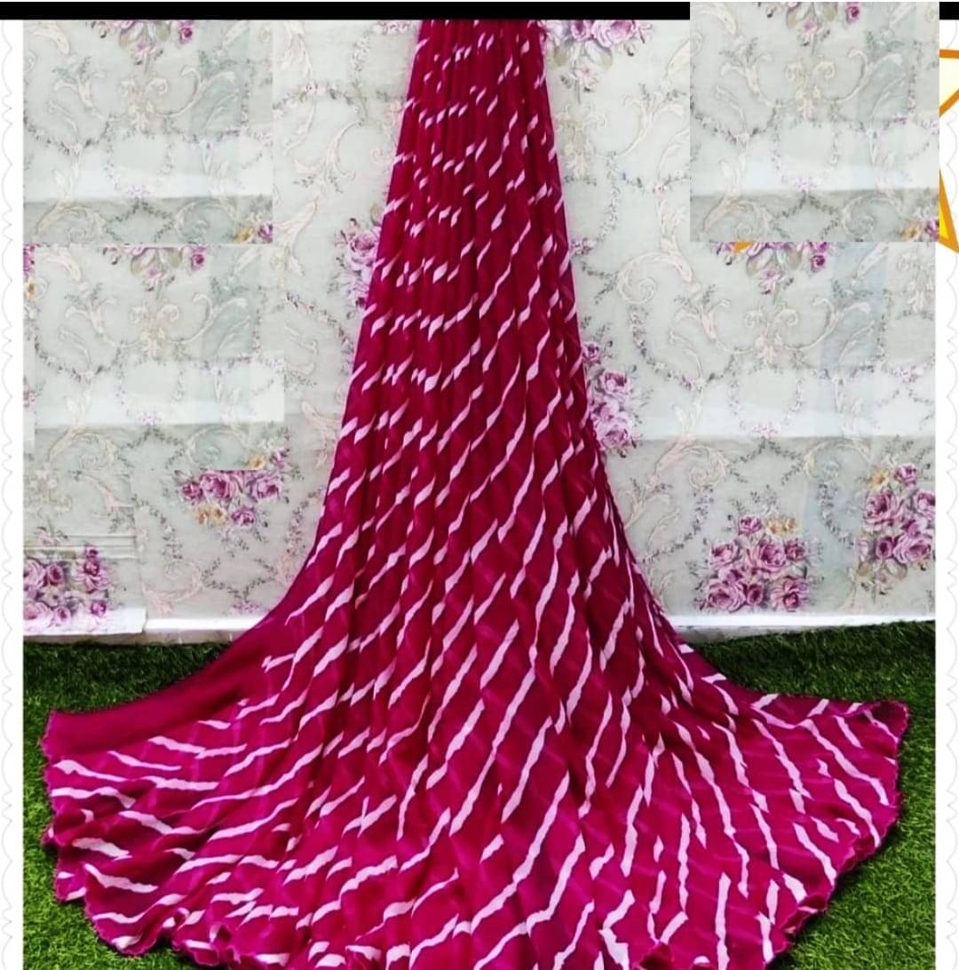     			SHIRODHARI Georgette Printed Saree With Unstitched Blouse Piece ( Pink )