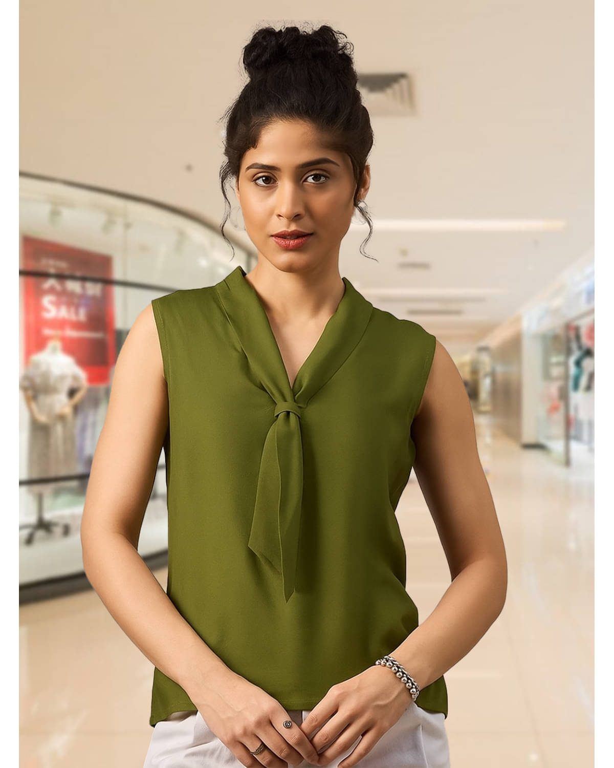     			Unicus Apparel Women's Polyester Regular Top ( Olive )