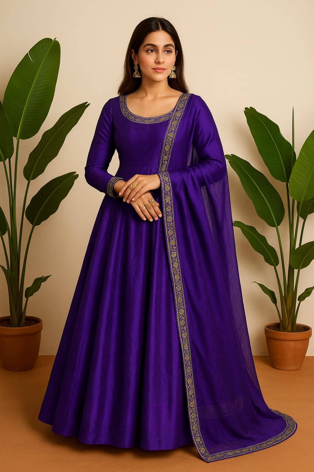     			aplix Women Silk Blend Flared Stitched Ethnic Gown ( Light Blue )