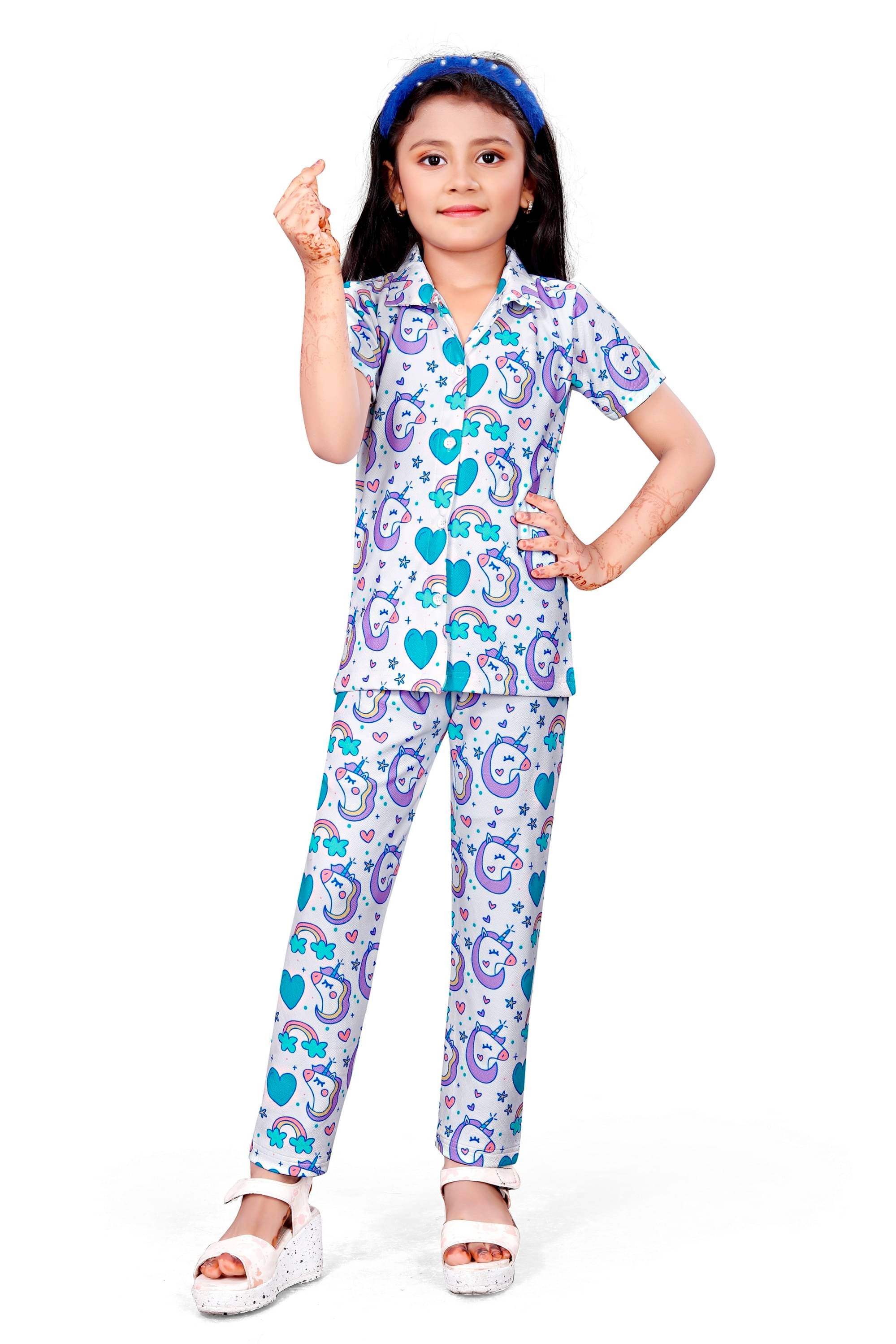     			bebiro Pack of 1 Girls Lycra Nightsuit Set ( Multicolor )