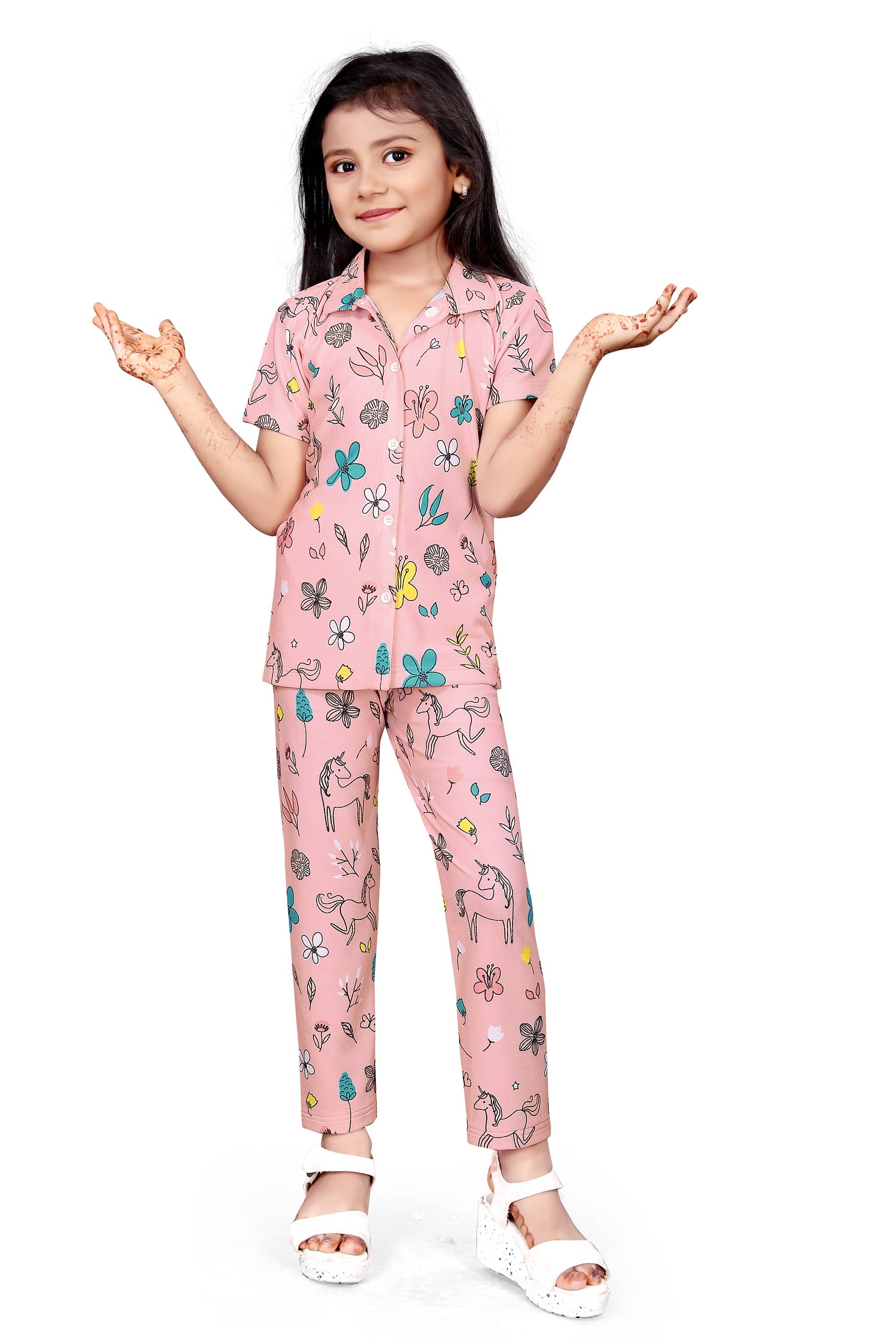     			bebiro Pack of 1 Girls Lycra Nightsuit Set ( Multicolor )