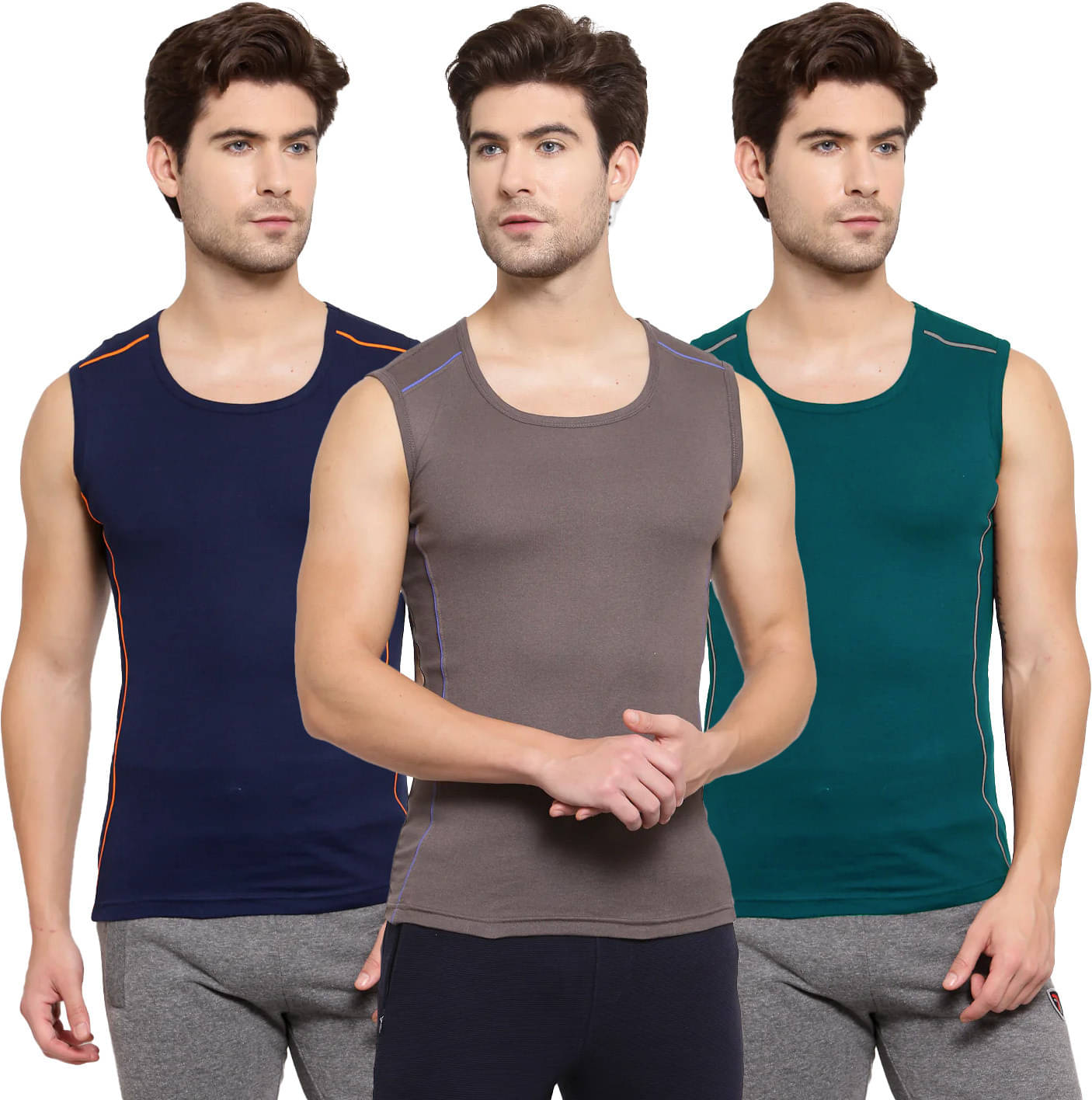     			Amul comfy Pack of 3 Cotton Basic Vest For Men ( Multicolor )