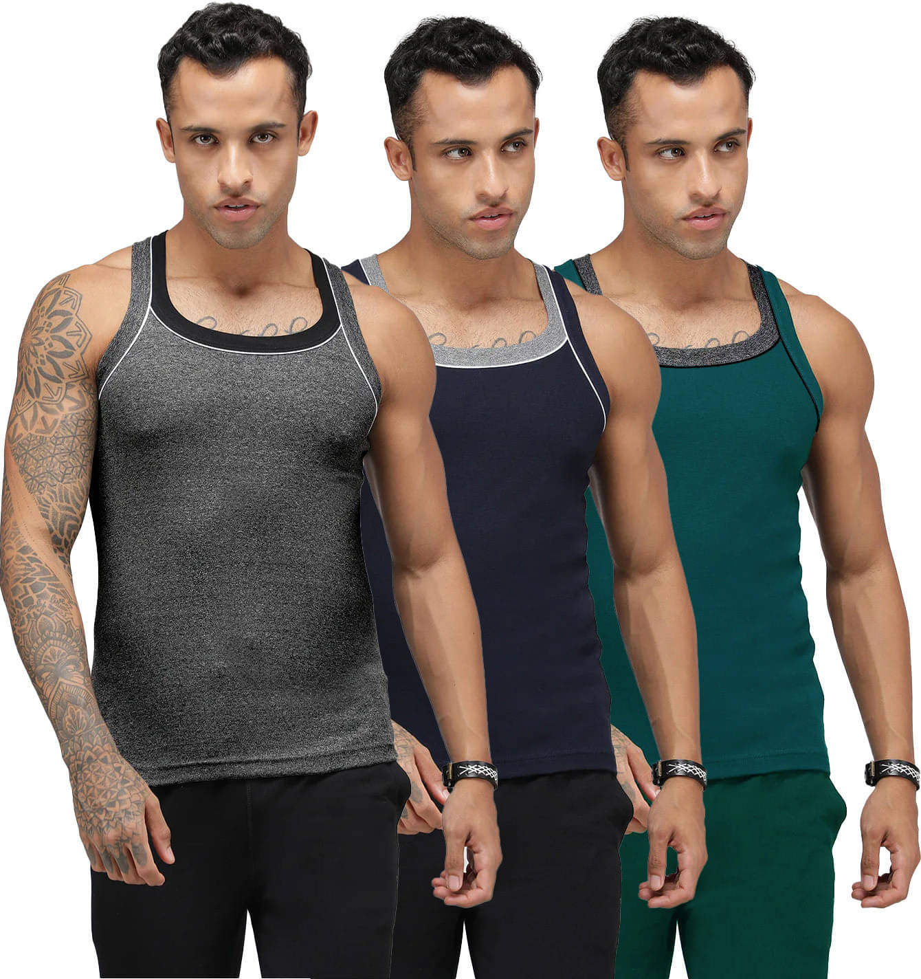 Amul comfy Pack of 3 Cotton Basic Vest For Men ( Multicolor ) Amul comfy Pack of 3 Cotton Basic Vest For Men ( Multicolor )