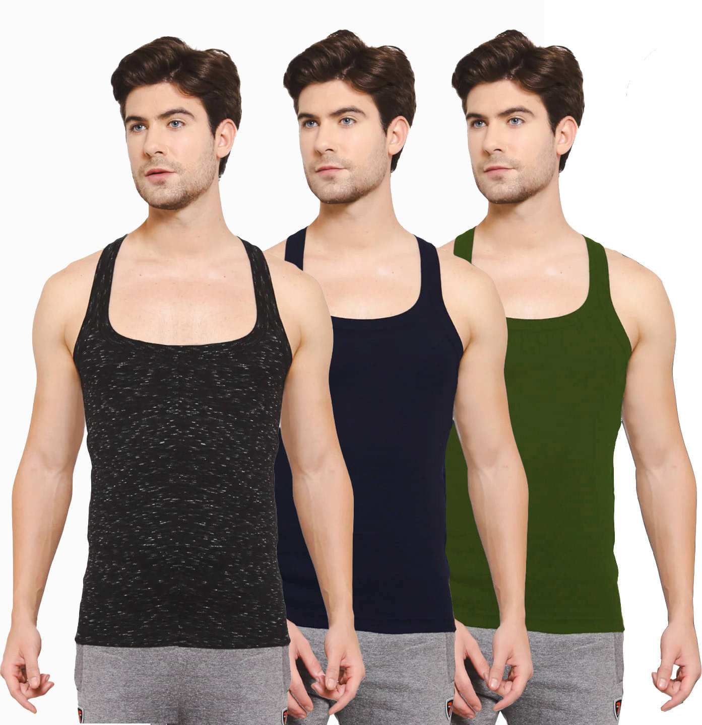     			Amul comfy Pack of 3 Cotton Basic Vest For Men ( Multicolor )