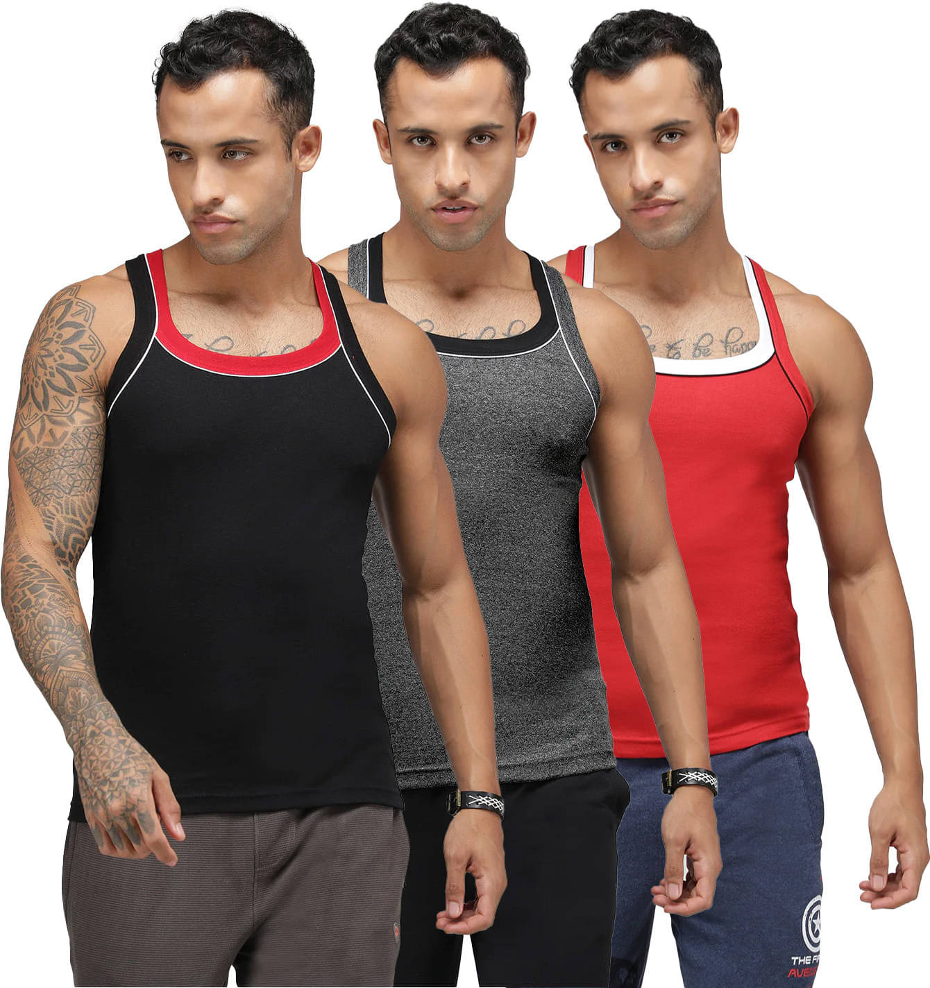     			Amul comfy Pack of 3 Cotton Basic Vest For Men ( Multicolor )