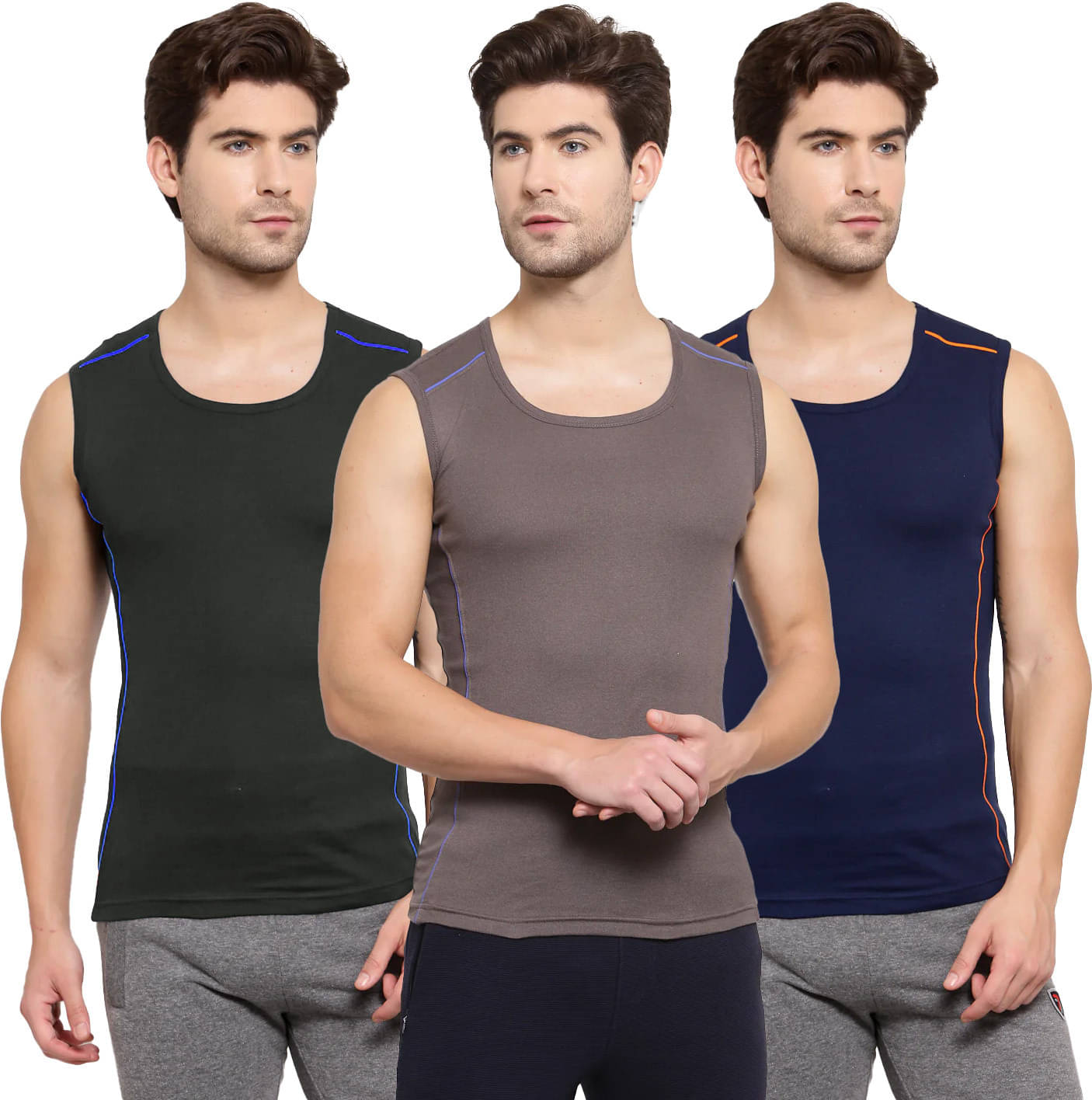     			Amul comfy Pack of 3 Cotton Basic Vest For Men ( Multicolor )