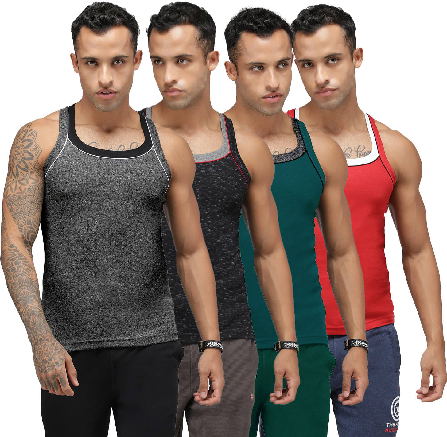     			Amul comfy Pack of 4 Cotton Basic Vest For Men ( Multicolor )