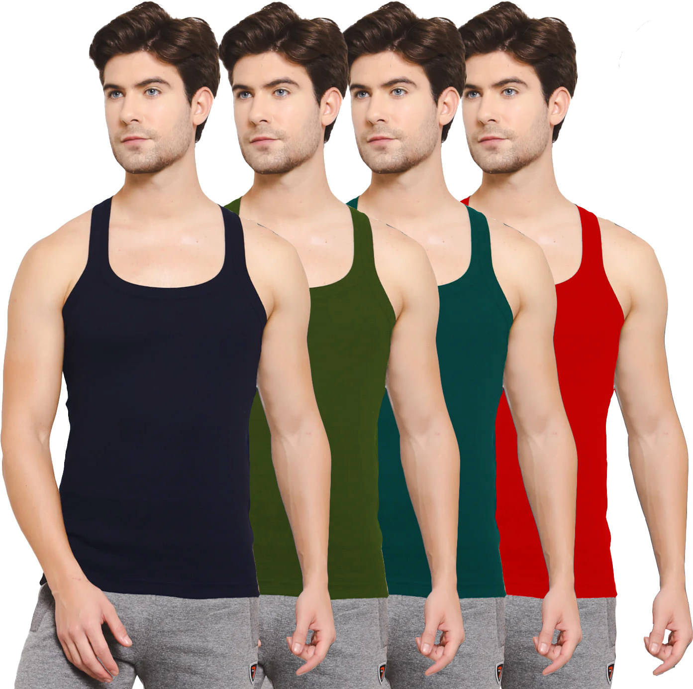     			Amul comfy Pack of 4 Cotton Basic Vest For Men ( Multicolor )