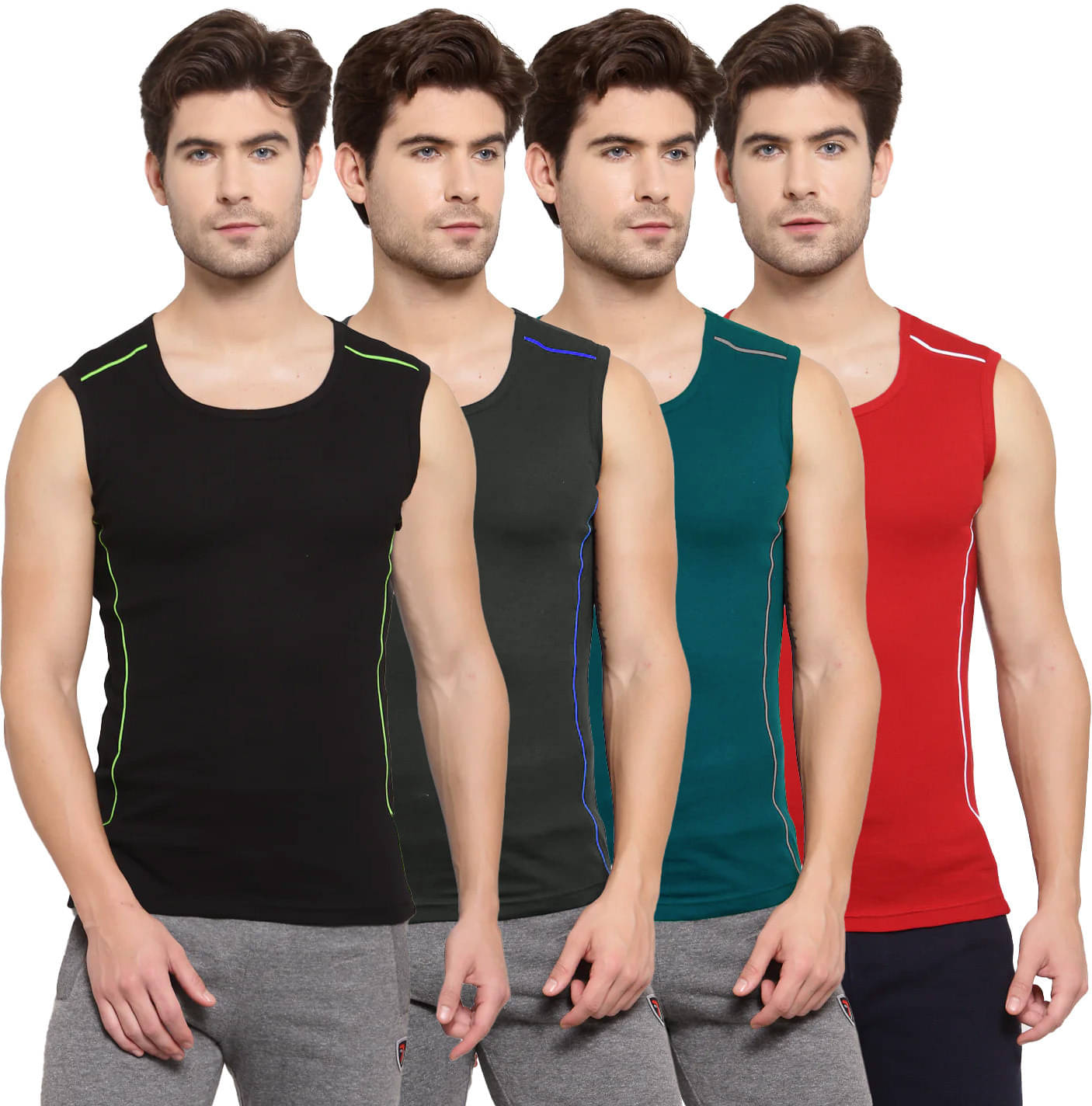     			Amul comfy Pack of 4 Cotton Basic Vest For Men ( Multicolor )