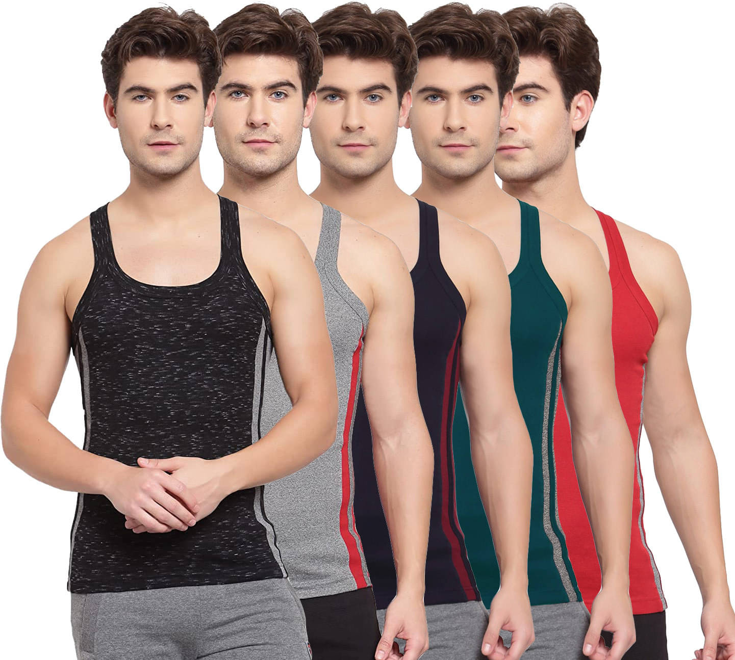     			Amul comfy Pack of 5 Cotton Basic Vest For Men ( Multicolor )