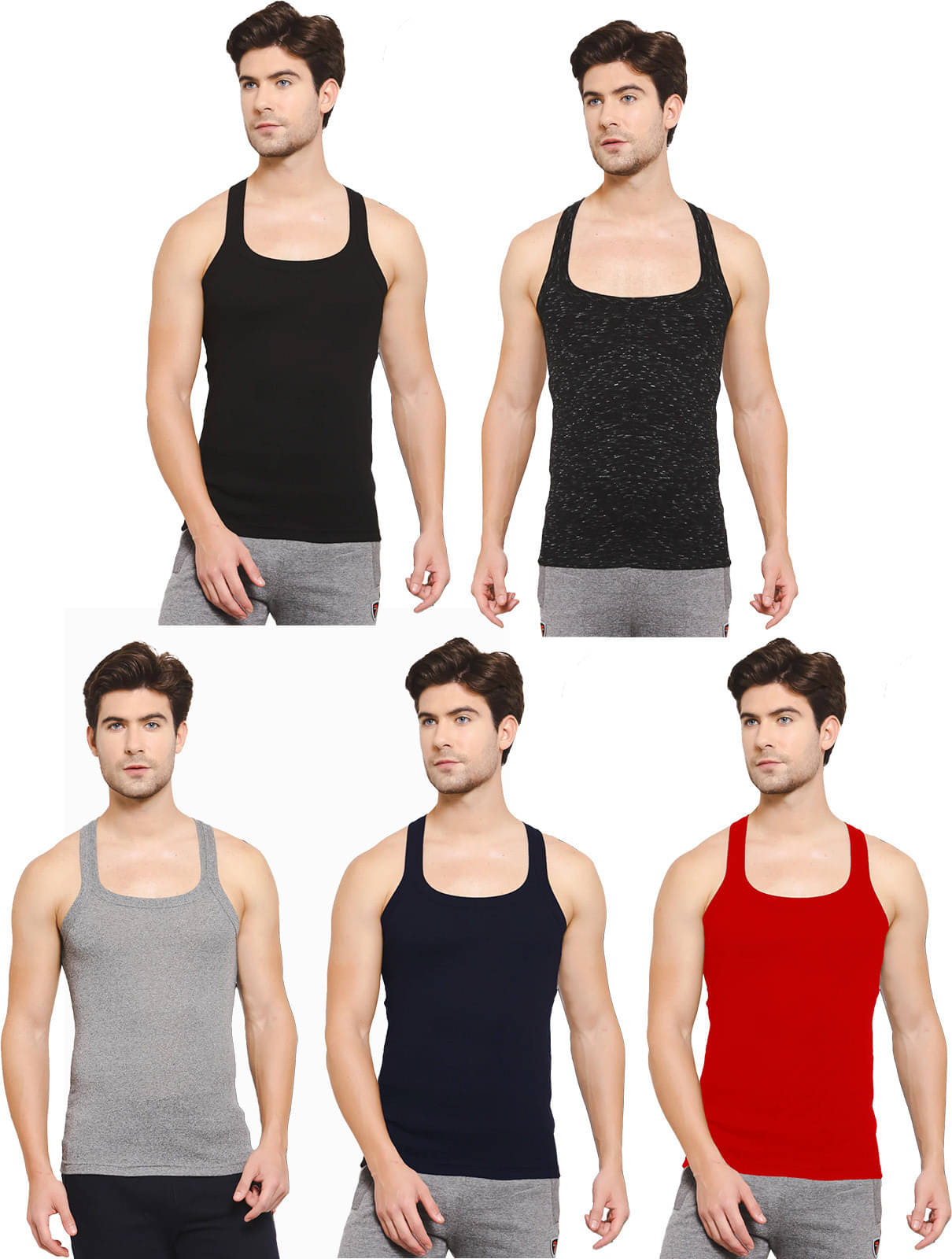 Amul comfy Pack of 5 Cotton Basic Vest For Men ( Multicolor ) Amul comfy Pack of 5 Cotton Basic Vest For Men ( Multicolor )