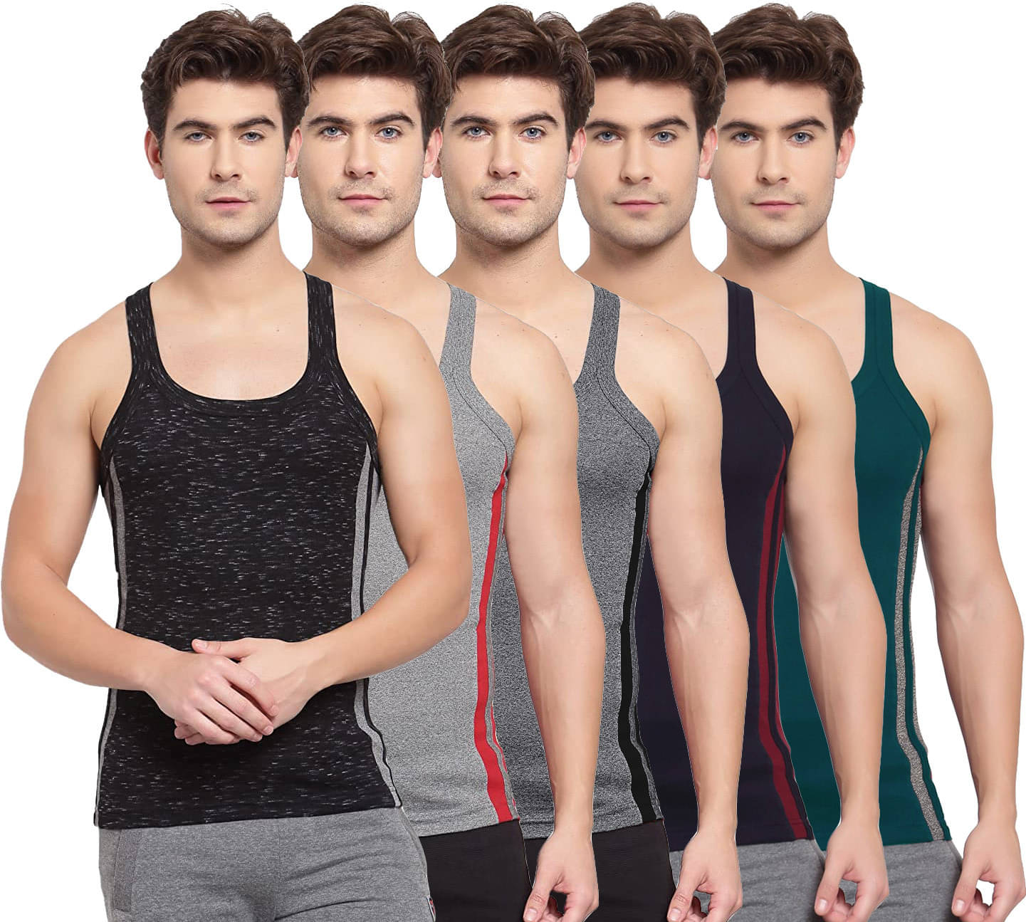     			Amul comfy Pack of 5 Cotton Basic Vest For Men ( Multicolor )