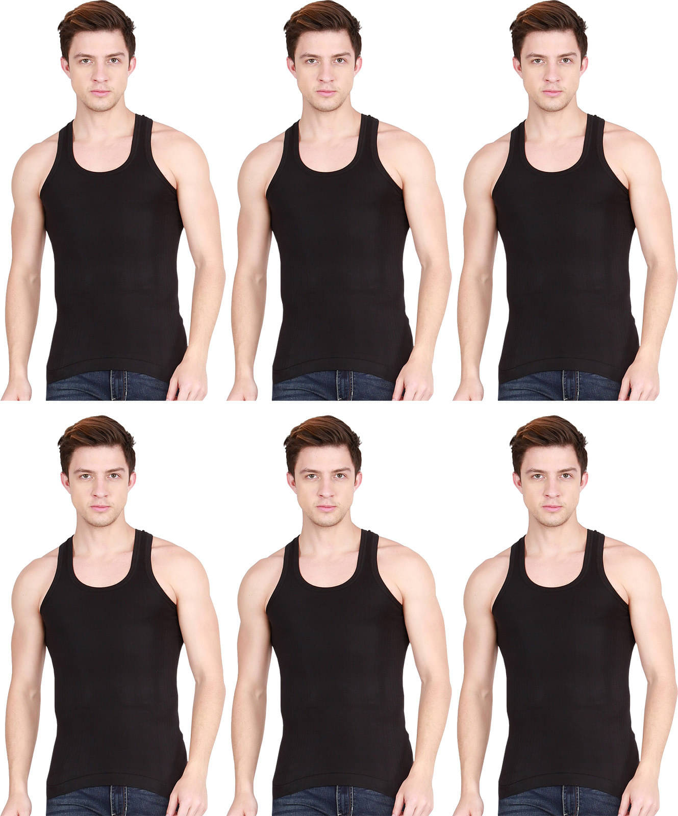 Amul comfy Pack of 6 Cotton Basic Vest For Men ( Black ) Amul comfy Pack of 6 Cotton Basic Vest For Men ( Black )