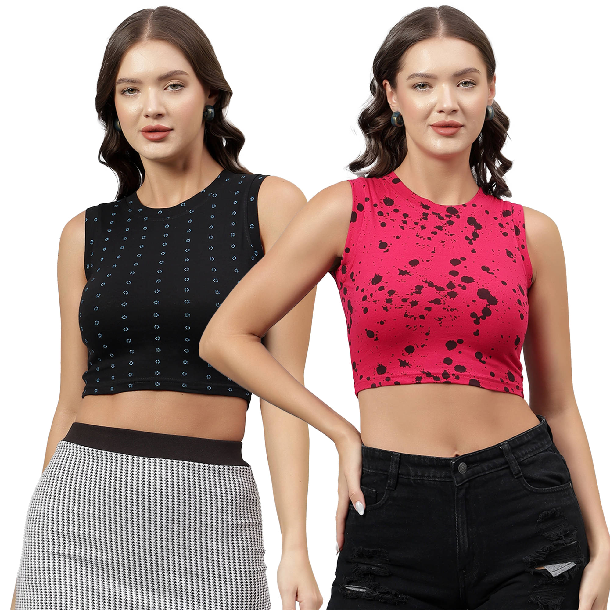 Diaz Women's Cotton Crop Top ( Multicolor ) Diaz Women's Cotton Crop Top ( Multicolor )