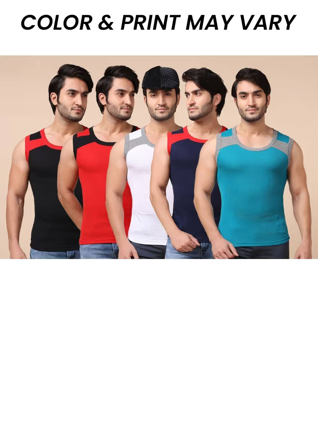 Dollar Bigboss Men's Pack of 5 Solid Combed Cotton Racerback Styled Gym Vest (Colour May Vary) - Nightwear & Loungewear | Buy online on ZillyBuy