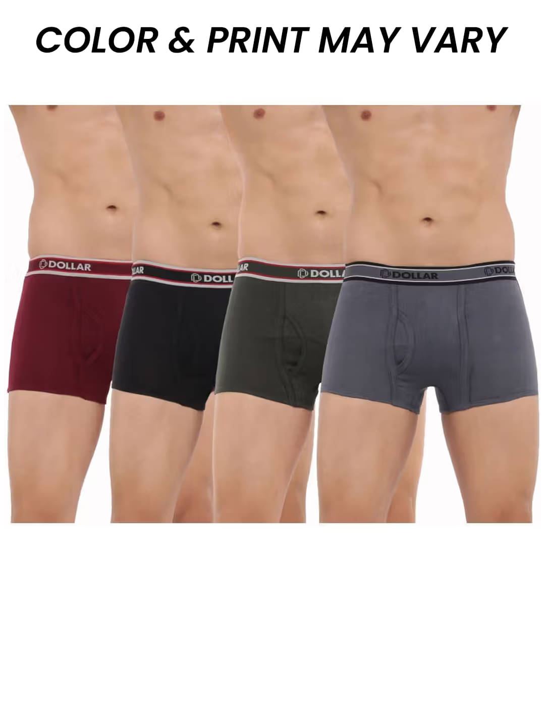     			Dollar Bigboss Men's Pack of 4 Solid Combed Cotton Trunk With Double Pouch Support (Colour May Vary)