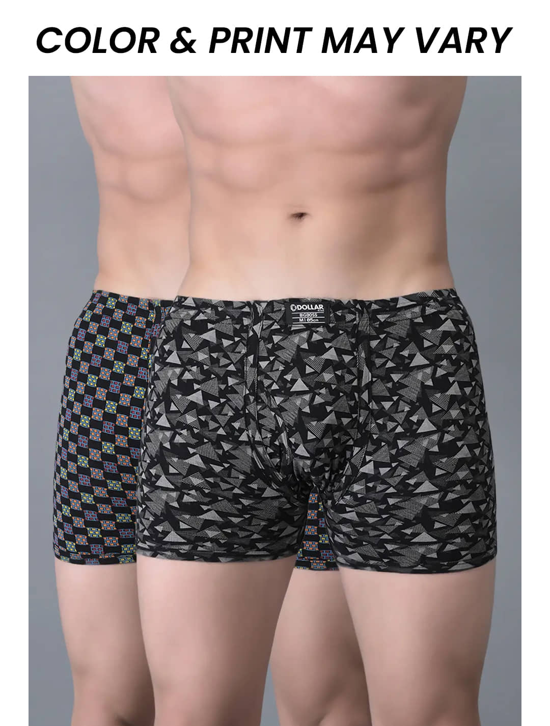 Dollar Bigboss Men's Pack of 2 Soft Combed Cotton Printed Trunk (Colour May Vary)