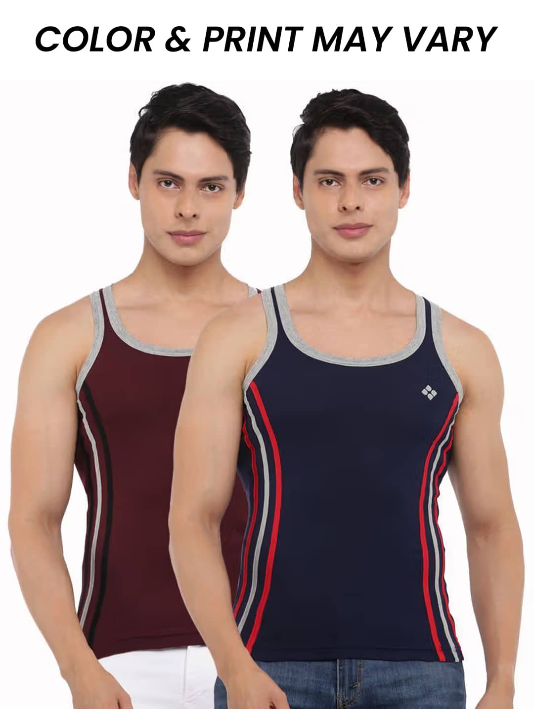 Dollar Bigboss Men's Pack of 2 Solid Combed Cotton Racerback Styled Gym Vest (Colour May Vary) - Nightwear & Loungewear | Buy online on ZillyBuy