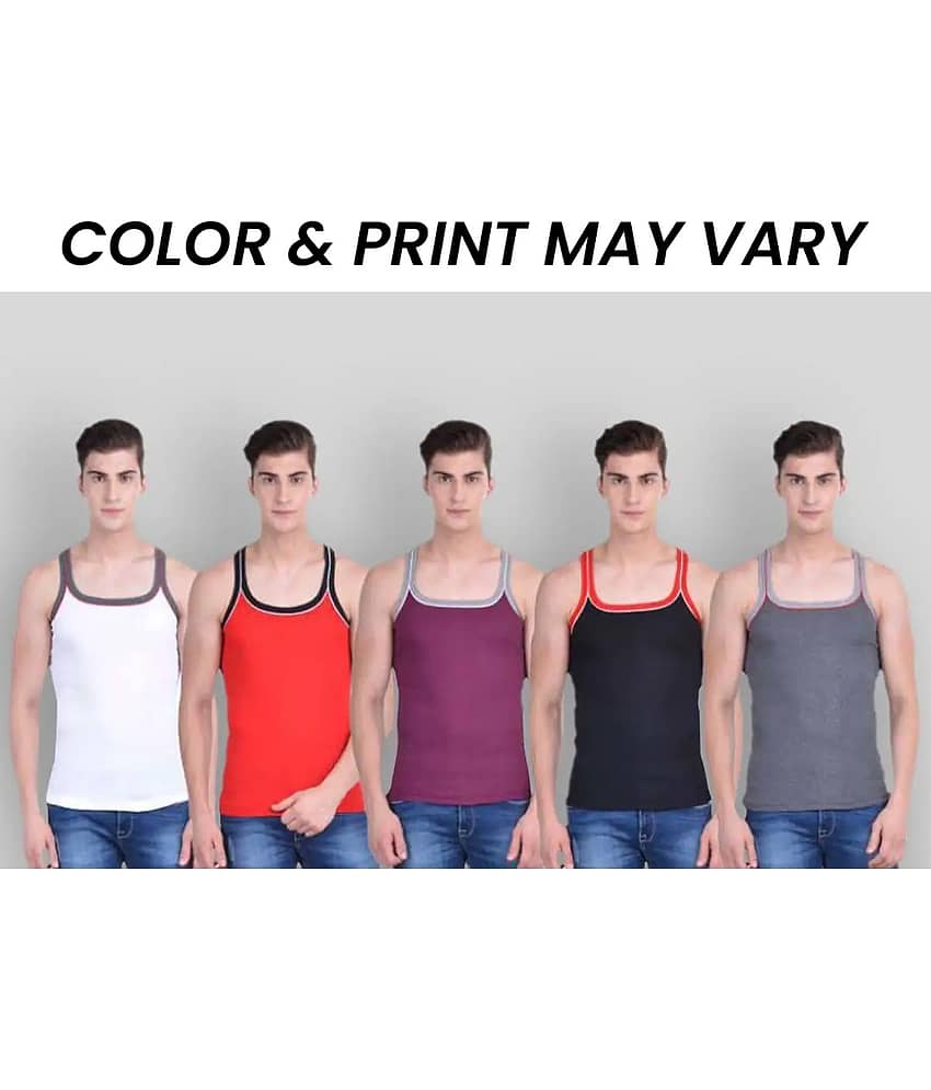 Dollar Bigboss Men's Pack of 3 Solid Combed Cotton Racerback Styled Gym Vest (Colour May Vary) - Nightwear & Loungewear | Buy online on ZillyBuy