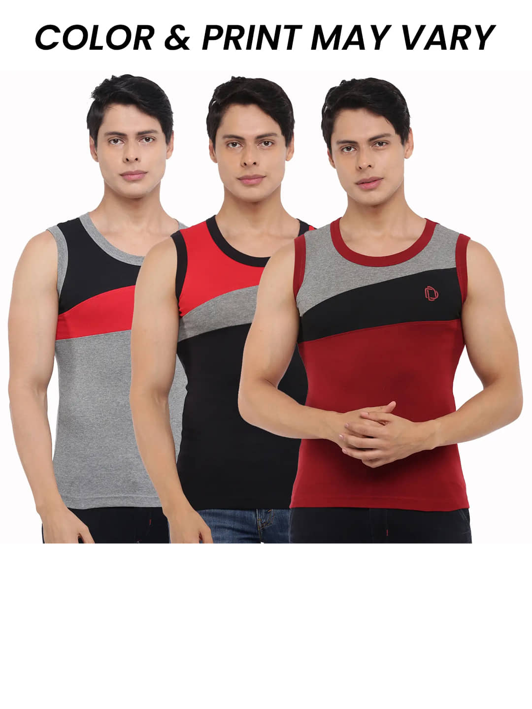 Dollar Bigboss Men's Pack of 2 Solid Combed Cotton Racerback Styled Gym Vest (Colour May Vary) - Nightwear & Loungewear | Buy online on ZillyBuy