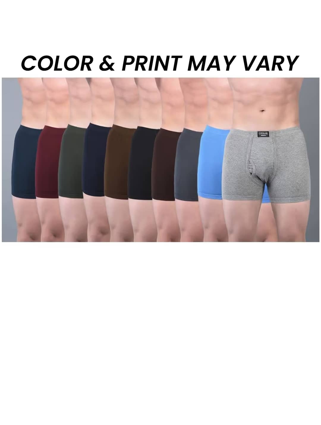 Dollar Bigboss Men's Pack of 10 Solid Combed Cotton Trunk With Plush-Backed Waistband (Colour May Vary)