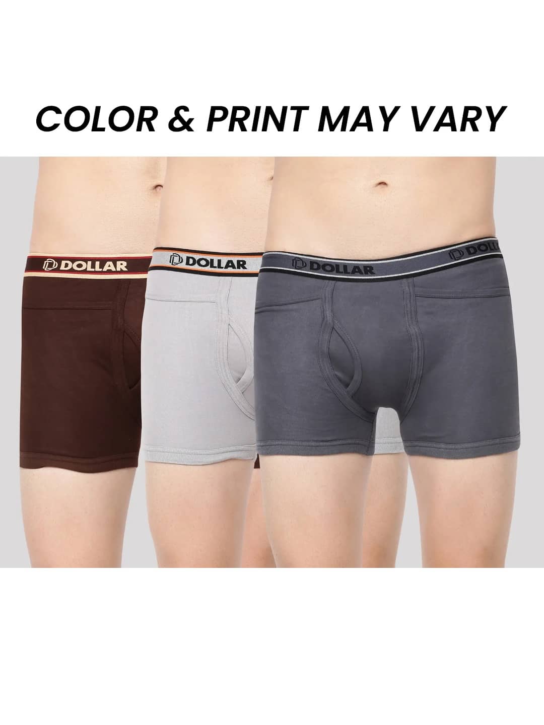 Dollar Bigboss Men's Pack of 3 Solid Combed Cotton Intrerlock Pocket Trunk (Colour May Vary)