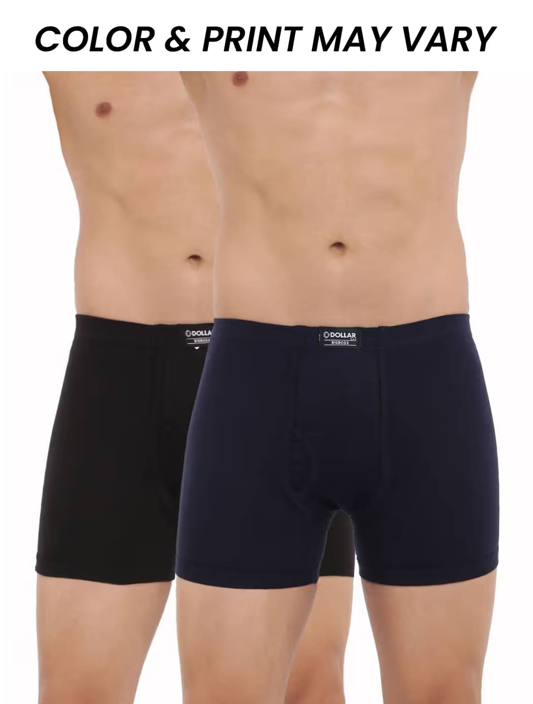     			Dollar Bigboss Men's Pack of 2 Solid Combed Cotton Trunk With Plush-Backed Waistband (Colour May Vary)