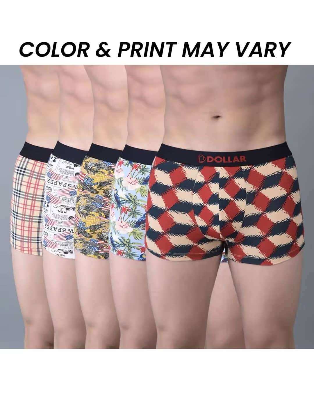 Dollar Bigboss Men's Pack of 5 Printed Trendy Trunk Formulated With Combed Cotton and Spandex Fabric (Colour May Vary)