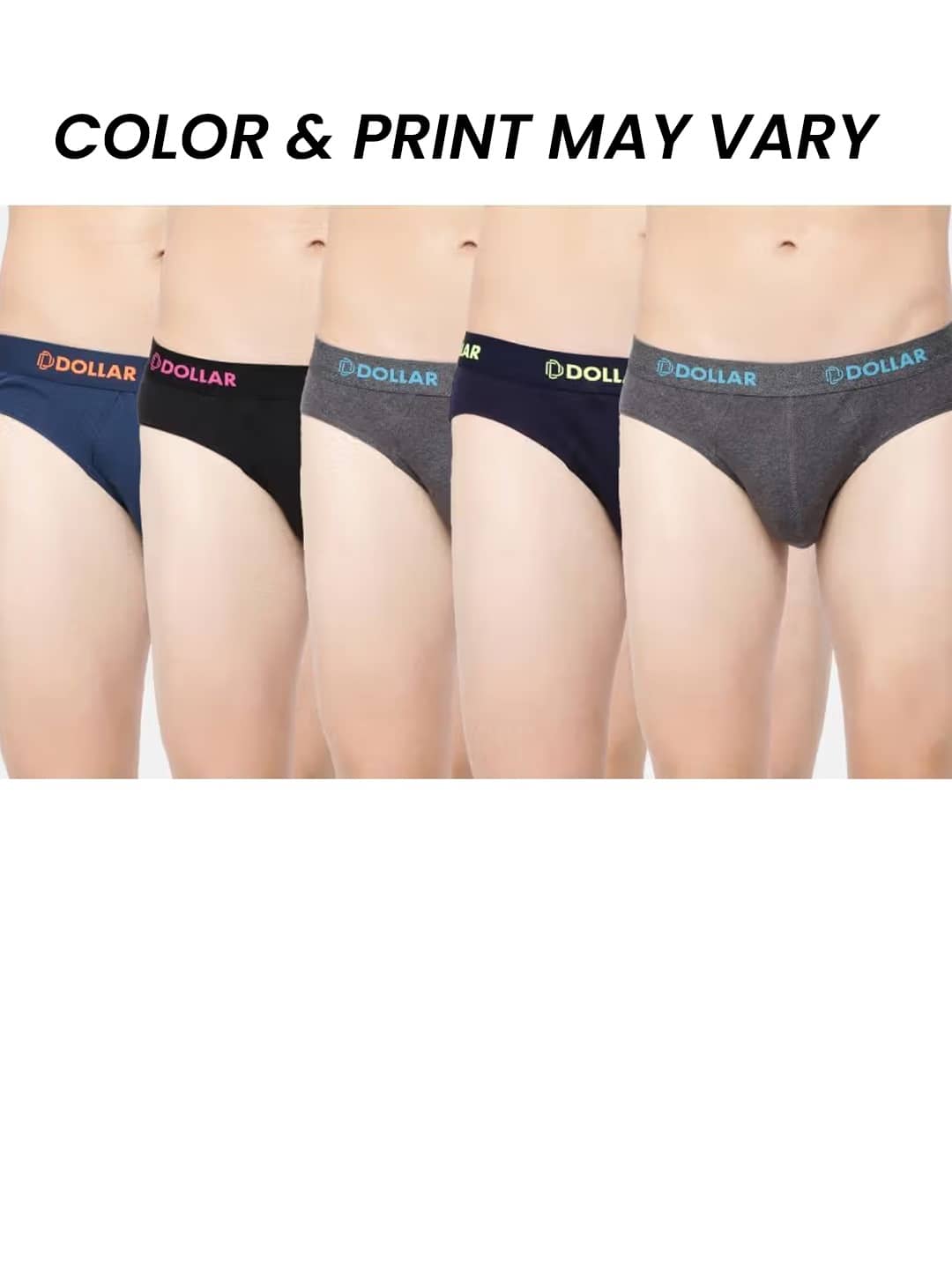 Dollar Bigboss Men's Pack of 5 Cotton Superior Snug Fit Solid Brief (Colour May Vary)