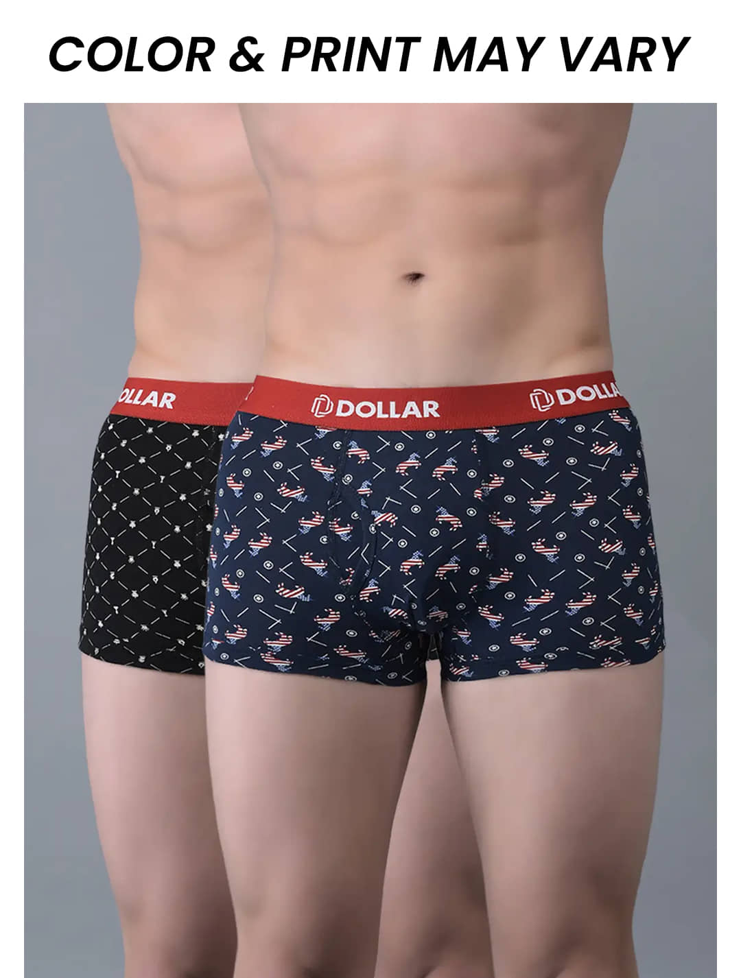 Dollar Bigboss Men's Pack of 2 Combed Cotton Printed Trunk (Colour May Vary)