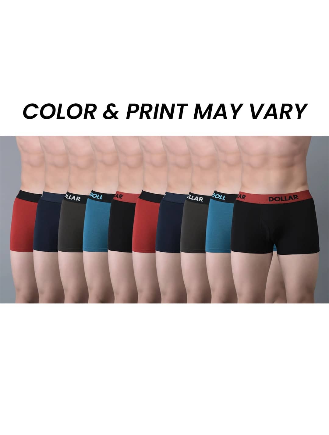 Dollar Bigboss Men's Pack of 10 Shuffle Intellisoft Cotton Spandex Solid Trunk (Colour May Vary)
