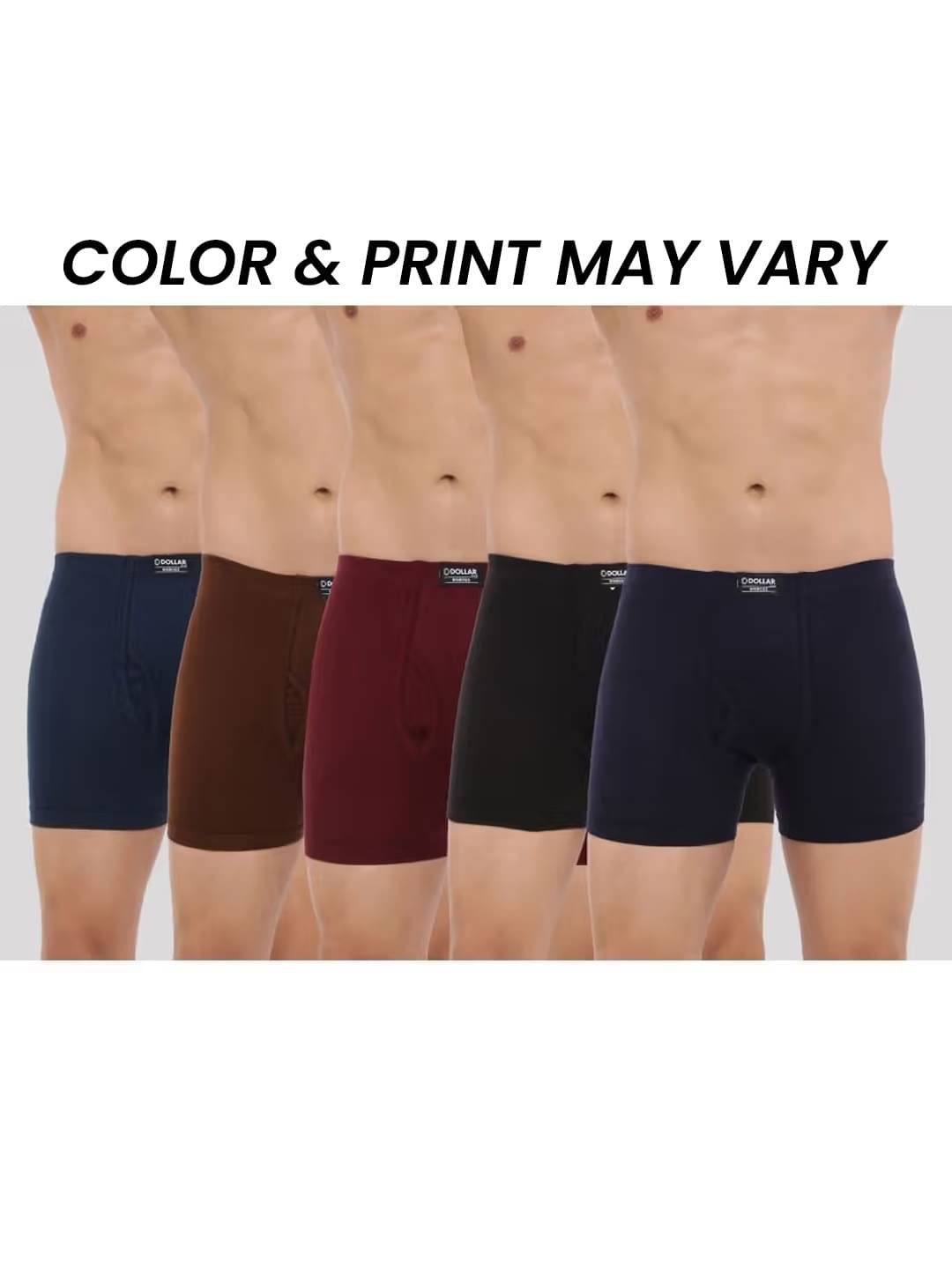     			Dollar Bigboss Men's Pack of 5 Solid Combed Cotton Trunk With Plush-Backed Waistband (Colour May Vary)
