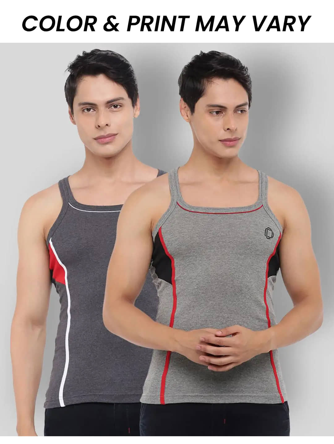 Dollar Bigboss Men's Pack of 2 Solid Combed Cotton Racerback Styled Gym Vest (Colour May Vary) - Nightwear & Loungewear | Buy online on ZillyBuy