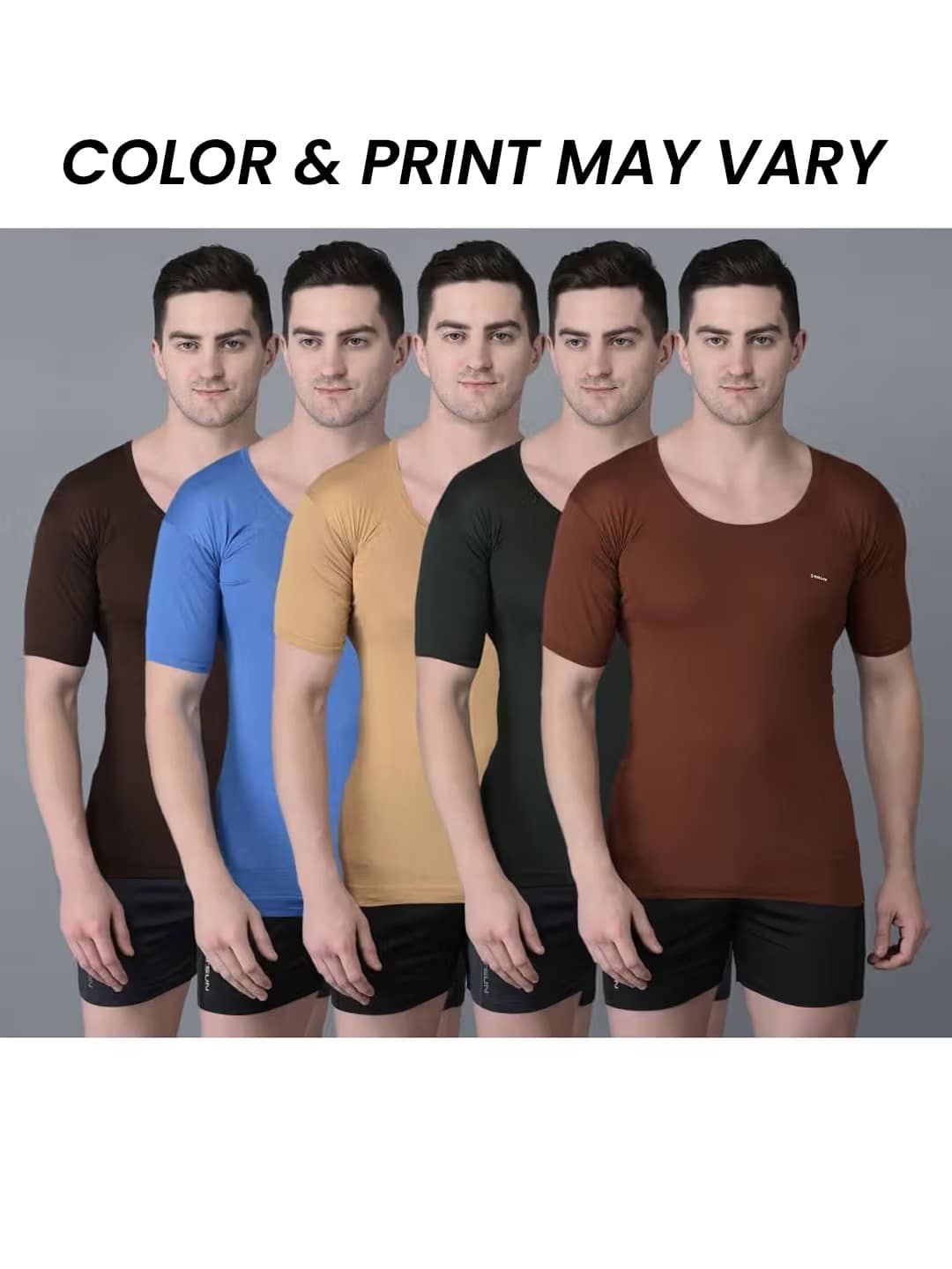 Dollar Bigboss Men's Pack of 5 Solid Combed Cotton Shrinkless Vest (Colour May Vary) - Nightwear & Loungewear | Buy online on ZillyBuy