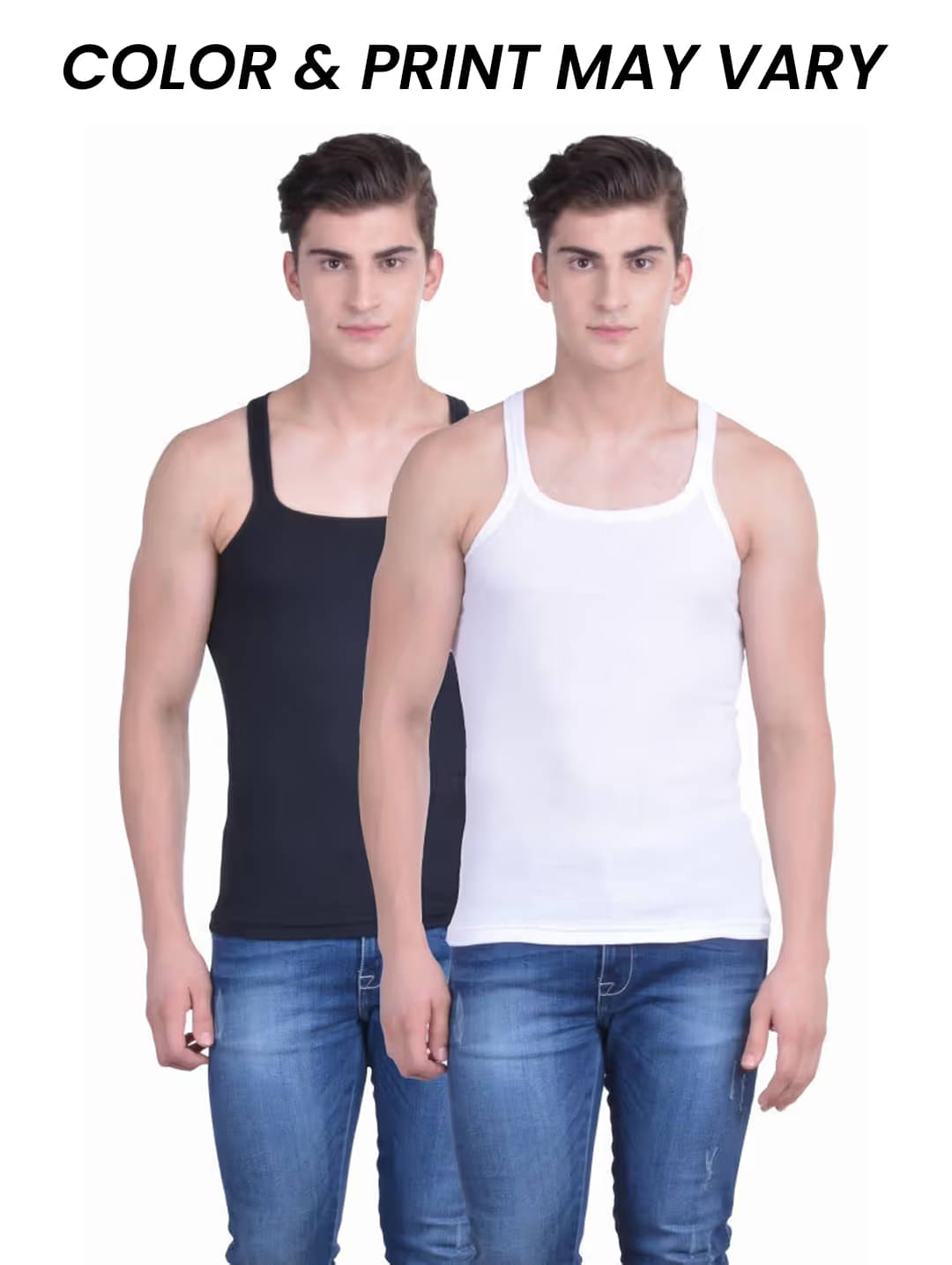     			Dollar Bigboss Men's Pack of 2 Solid Combed Cotton Racerback Styled Gym Vest (Colour May Vary)