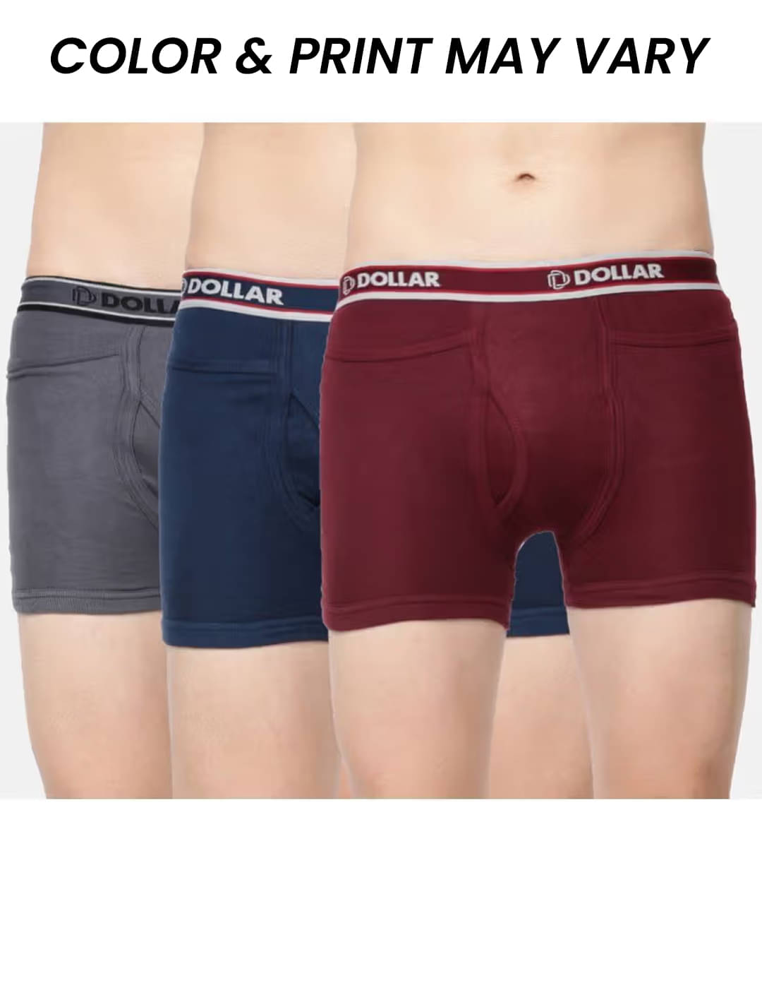 Dollar Bigboss Men's Pack of 3 Solid Combed Cotton Intrerlock Pocket Trunk (Colour May Vary)     			Dollar Bigboss Men's Pack of 3 Solid Combed Cotton Intrerlock Pocket Trunk (Colour May Vary)