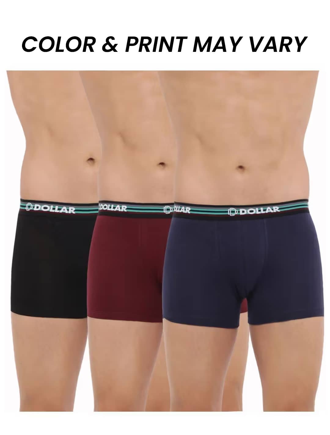 Dollar Bigboss Men's Pack of 3 Shuffle Intellisoft Cotton Spandex Solid Trunk (Colour May Vary)