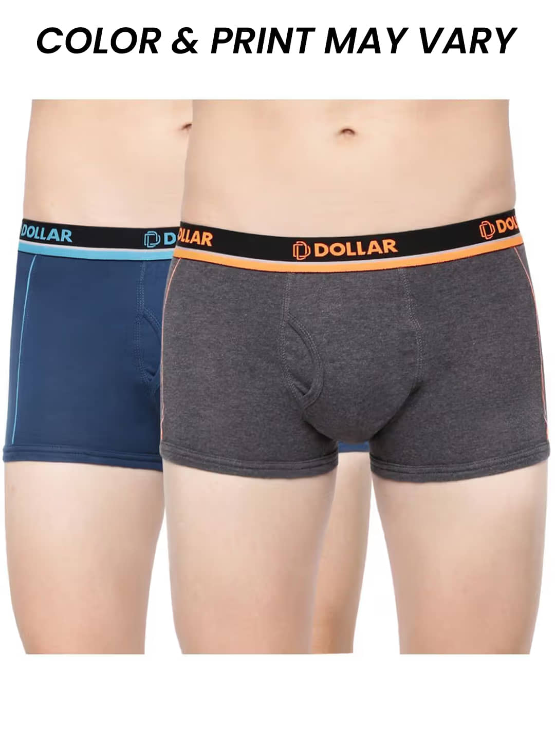 Dollar Bigboss Men's Pack of 2 Combed Cotton Solid Trunk With Illuminating Waistband Logo (Colour May Vary)